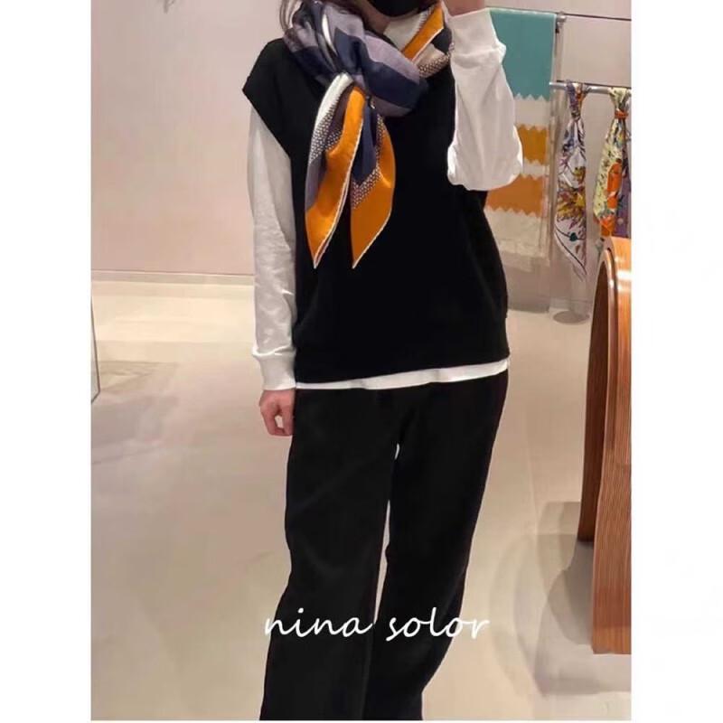 NINA SOLOR Little Horse Print Silk Wool Square Scarf Shawl