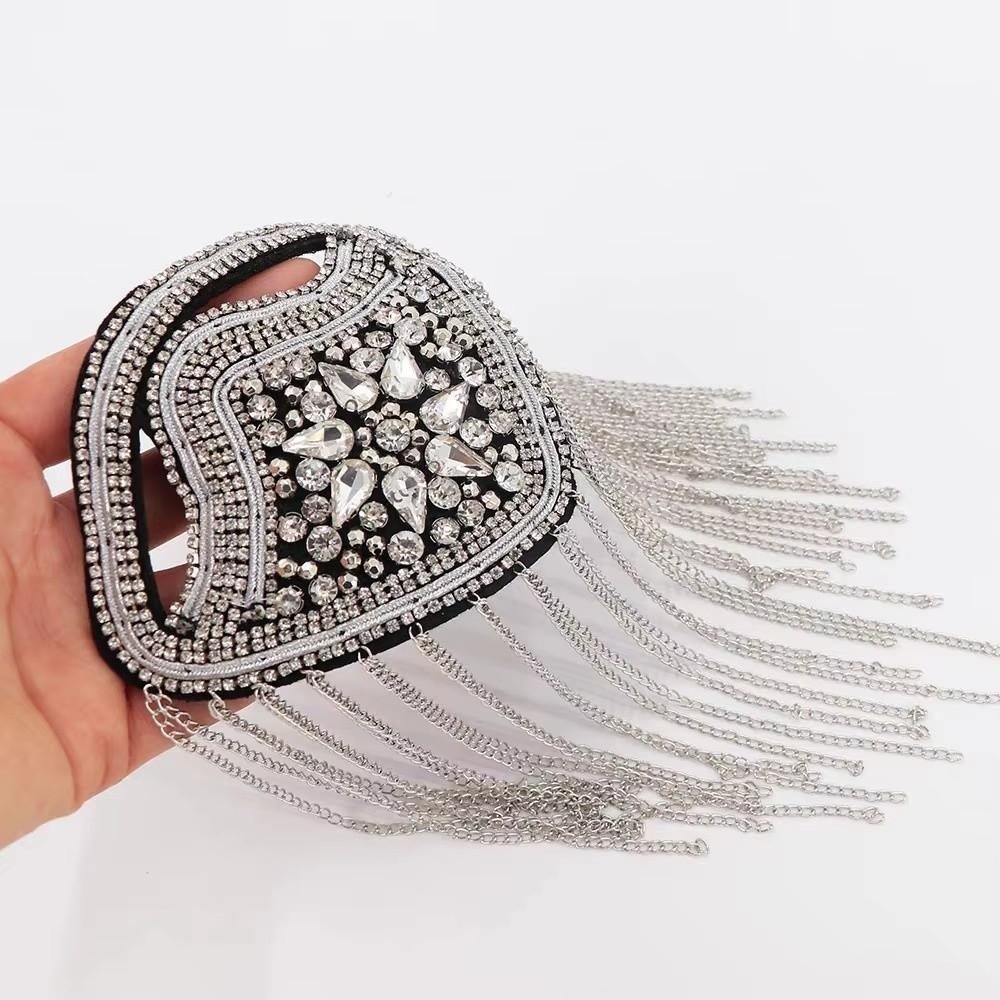 1PC Beaded Decoration Tassel Epaulette Sparkling Shoulder Brooch Pin  Clothing Decoration