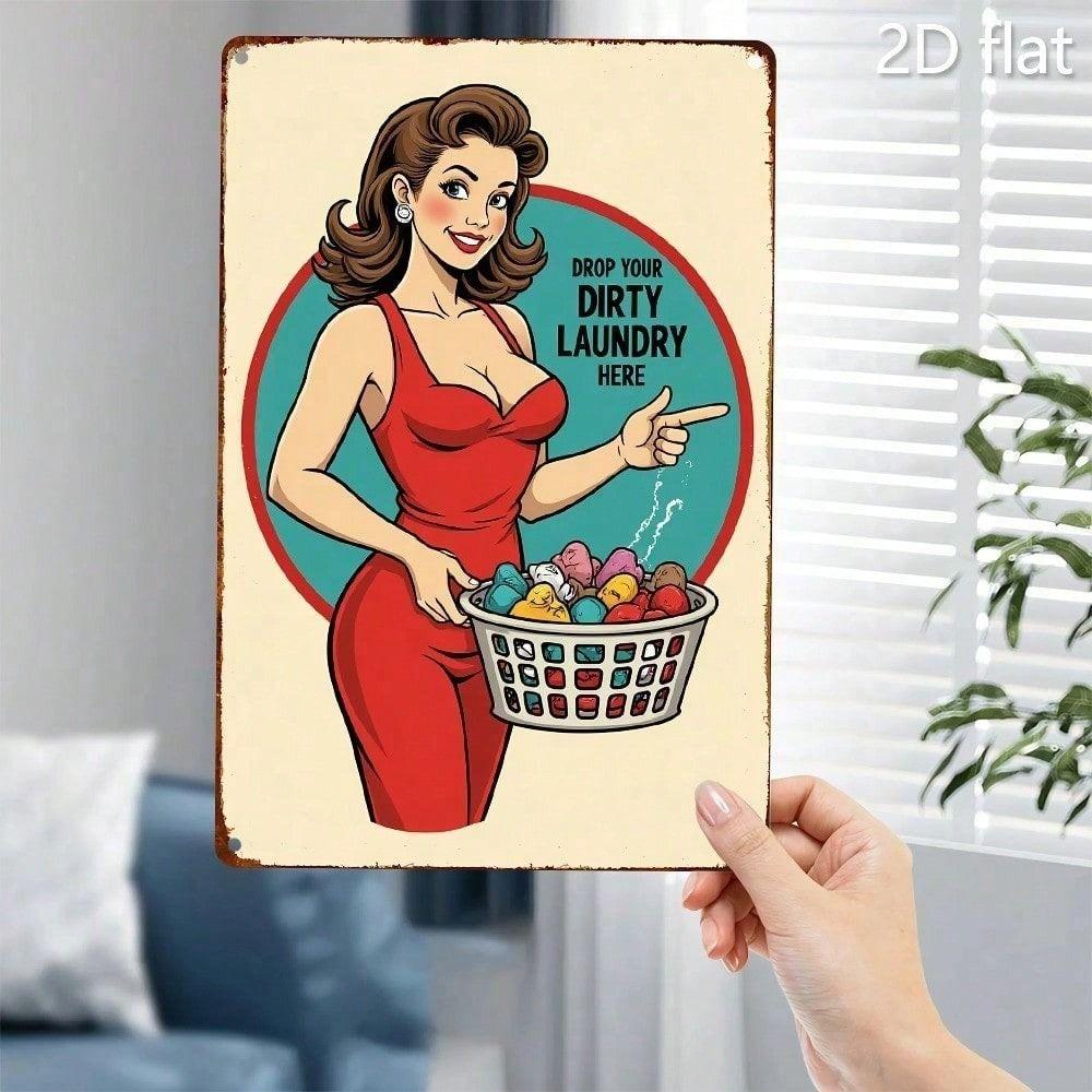

Metal Poster Retro Vintage Laundry Humor Quote for Home Garage Wall Decor