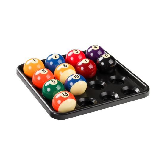 Bandeja de bola de bilhar padrão, bandeja de transporte de bola de bilhar de plástico preto, 16 furos, bandeja de armazenamento de bola de bilhar para mesa de bilhar