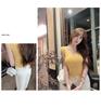 2025 Summer Women's Square Neck Short Sleeve Knit T-Shirt: Spicy Slimming Base Top