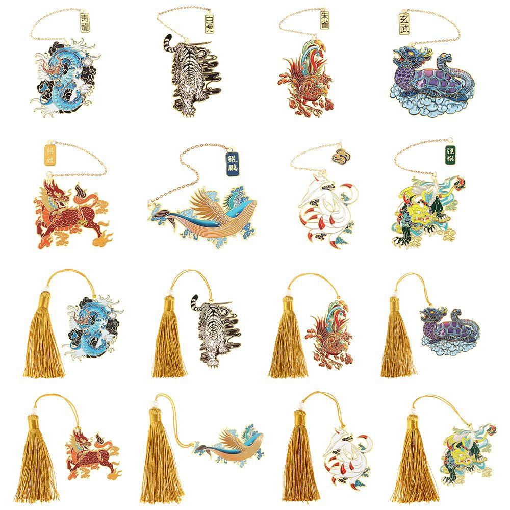 Supplies Student Gift Tassel Metal Pendant Retro Brass Bookmark Painted Book Clip Pagination Mark