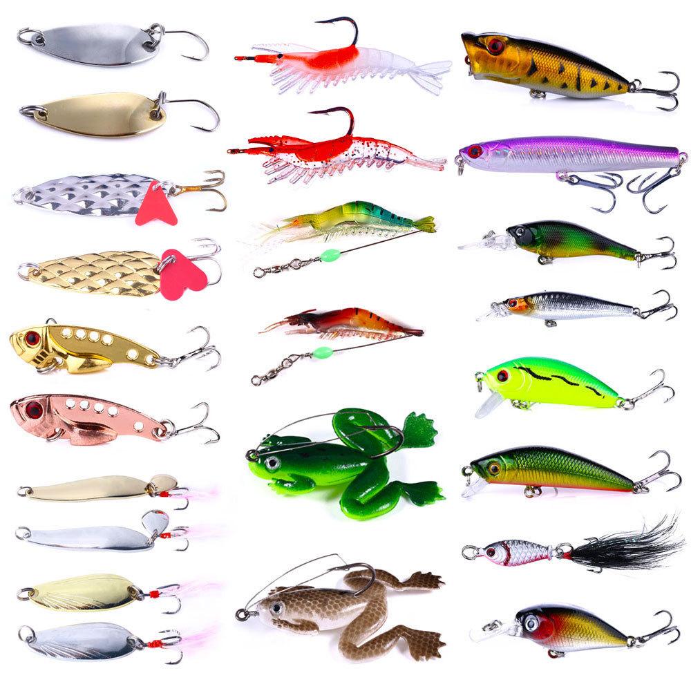 

Набор из 24 приманок: воблер, рок-воблер, ползающая, блестящая, мягкая приманка, карандаш, микро-приманка. Рыболовные снасти. Необходимое. 1 set