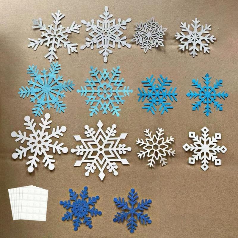 50 Piezas Decoración de Recortes de Copos de Nieve con Tema Invernal para Exhibiciones de Pared de Festivales