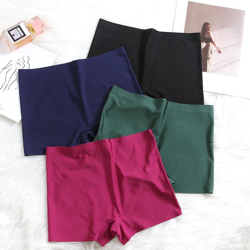Solid Color Seamless Women's Underwear Pearlescent Dopamine Comfort Women's Underwear Ice Silk Boxer Briefs Safety Pants