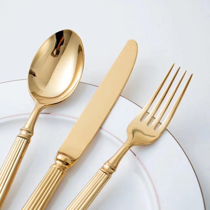 Europe Silver Luxury Fashion Cutlery Set 18/10 Stainless Steel Creativity Gift Roman Column Flatware 304