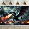 Flame Dragon Roaring Fabric Wall Decoration, Polyester Fiber, Suitable for Living Room and Bedroom Decoration