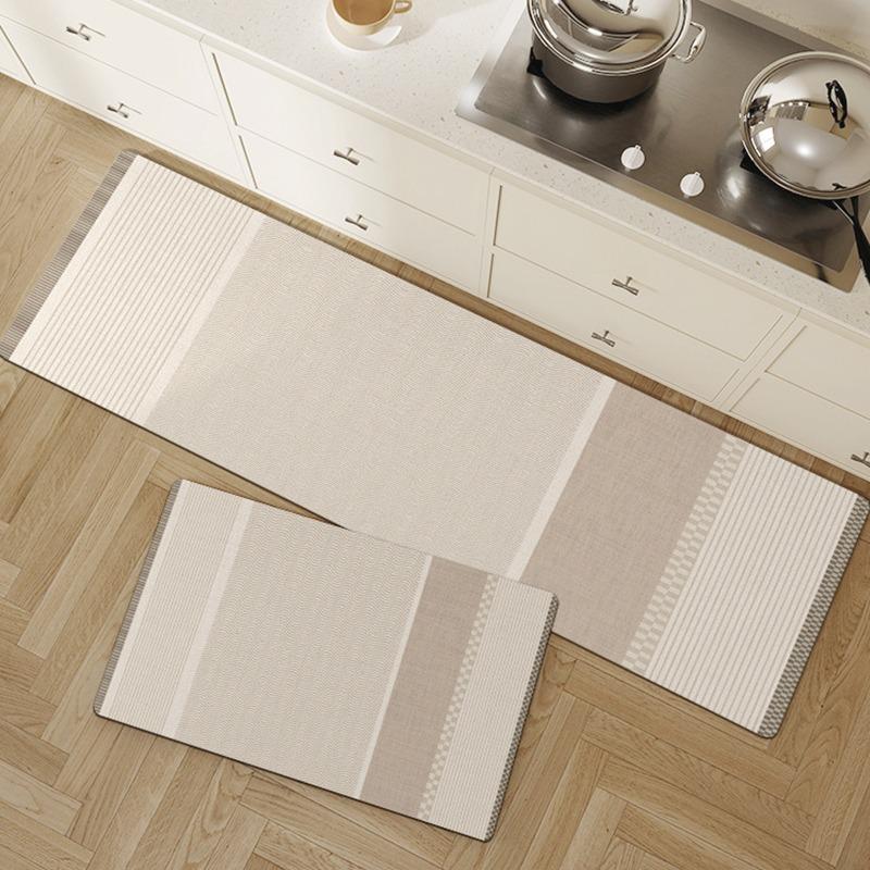 Rug For Kitchen Floor Mat Pvc Waterproof Leather Foot Mats Oil-Proof Non-Slip Long Carpet Simple Lines Home Decoration Rugs