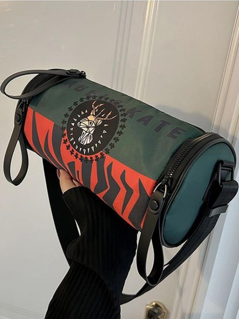 New Fashionable Canvas Nylon Crossbody Bag Casual Large Capacity Cylindrical Shoulder Bag
