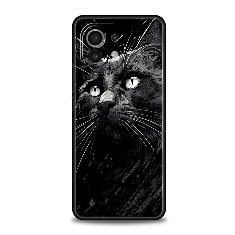 Phone Case For Xiaomi Mi 15 14 14T 13T 12T Pro 12 13 11 Lite 5G 11T X6 X5 Pro Soft TPU Cover Black Cat