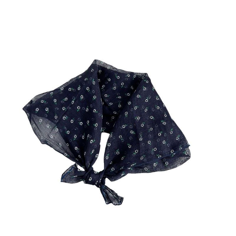 Literary And Elegant Yarn-Dyed Linen Plaid 70Cm Small Square Scarf, Neck Protection Japanese Simple And Versatile Small Scarf