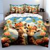 3Pcs Two Giraffes With Floral Crowns Duvet Cover Set With 3D Printing Design Soft Polyester Bedding Set All-Season Comfort