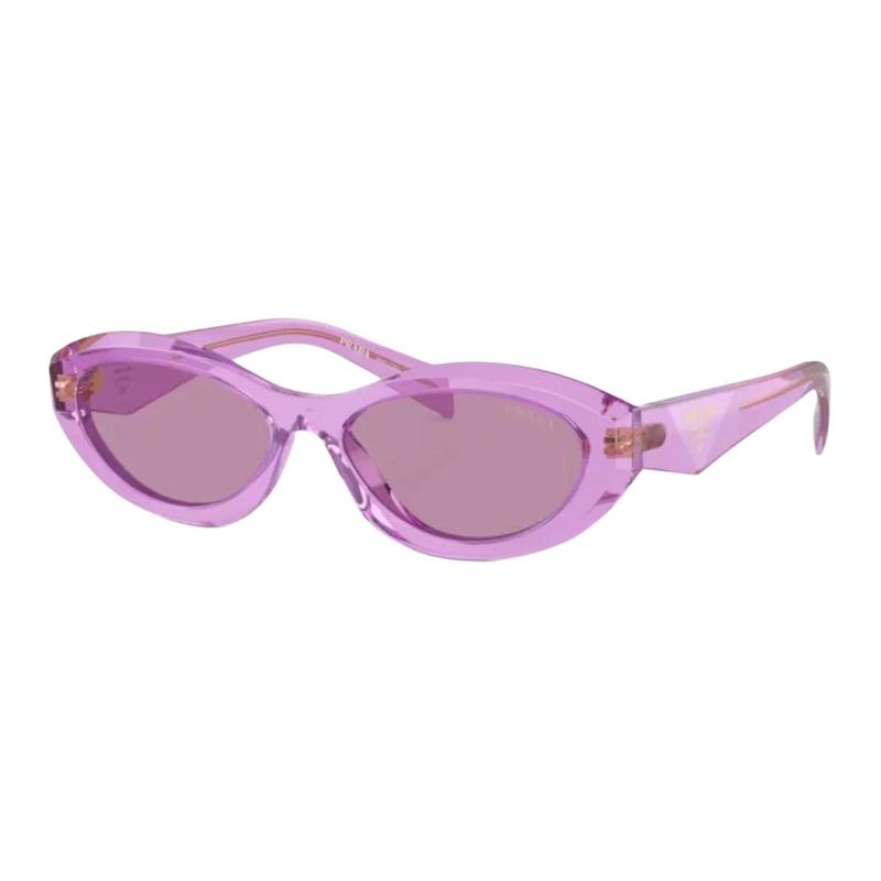 Prada Brand Logo Acetate Oval Sunglasses Unisex Couple Style Purple