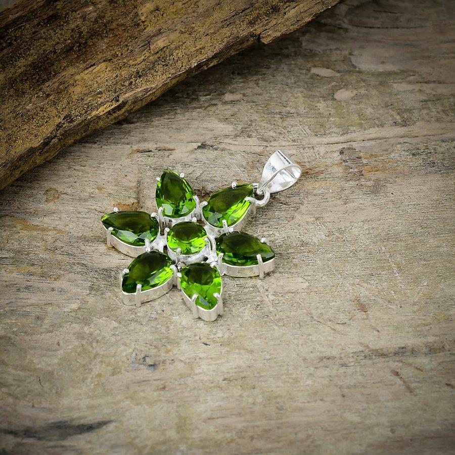 Peridot Gemstone Handmade 925 Sterling Silver Jewelry Pendant 1.77" M-76