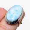 Natürlicher Larimar Edelstein 925 Sterlingsilber Schmuck Zweifarbiger Ring Größe 5.5 z0i73