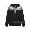 American street lightning wing print jacket men's and women's autumn and winter black loose shoulder heavy trendy hooded top