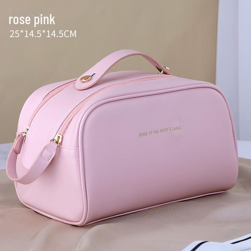 PU Leather Large-Capacity Women's Cosmetic Bag - Portable High-End Travel Wash Bag