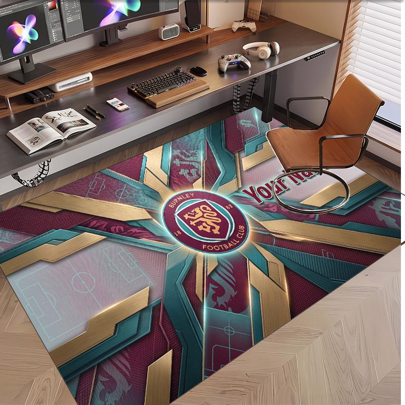 Personalized Crystal Velvet Carpet Burnley Football Pattern Non Slip Floor Rug