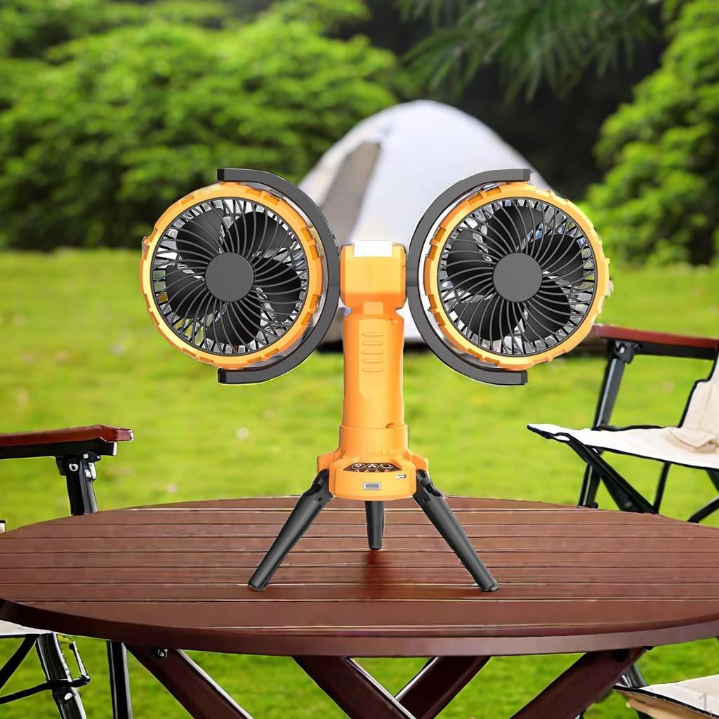 

Палатка с вентилятором для кемпинга, мощный ветер, многофункциональный, 4 скорости, со светодиодным фонарем, настольный светильник для патио