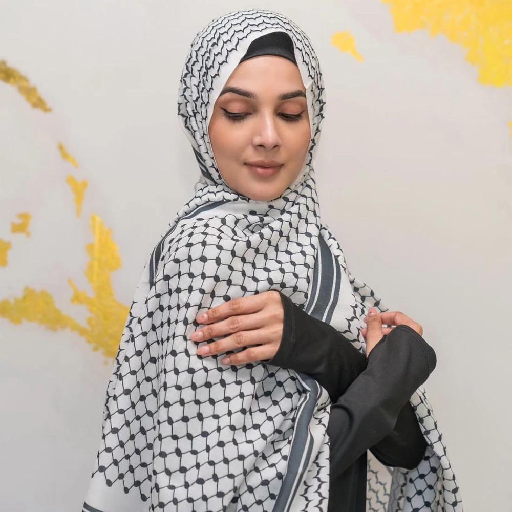 Chiffon Print Long Headscarf Women Muslim Hijab Modest Prayer Eid Hijabs Shawl Long Djellaba Prayer Garment Ramadan 