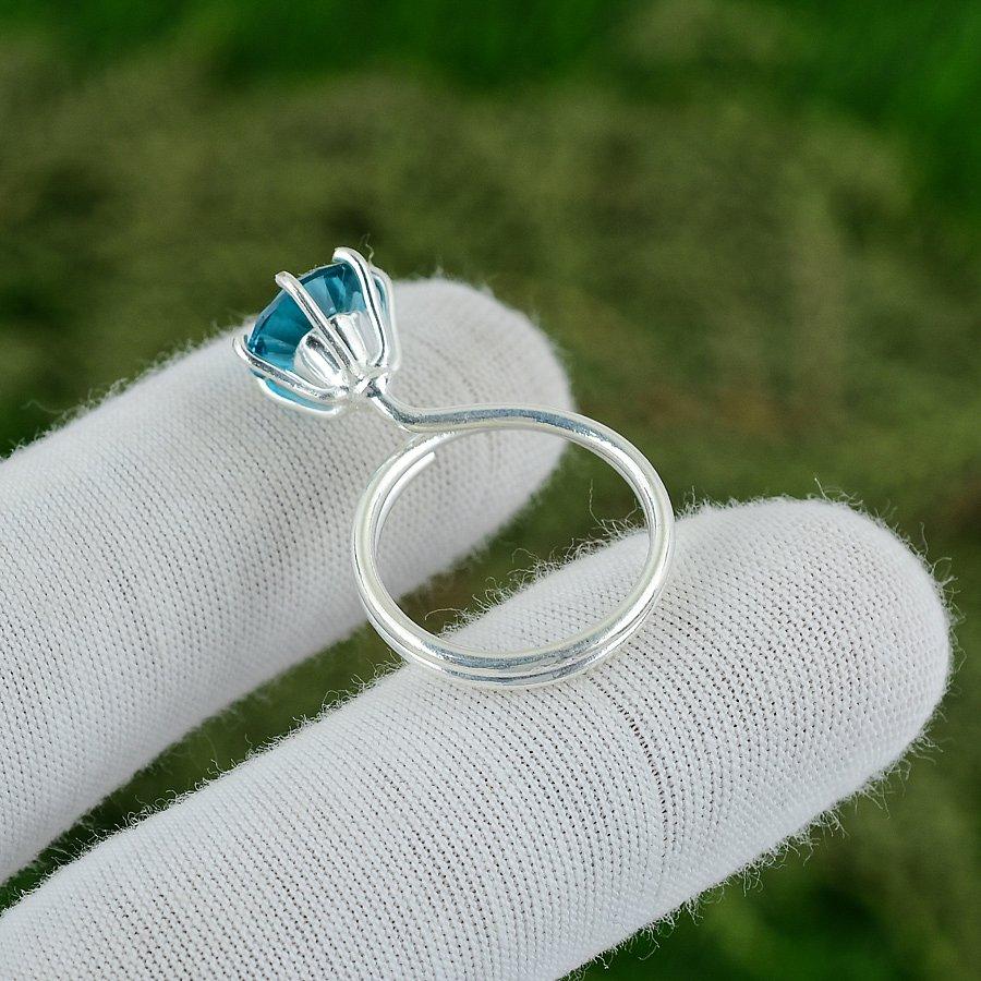Friendship Day Deal 925 Silver Indicolite Stone Bezel Statement Solitaire Ring
