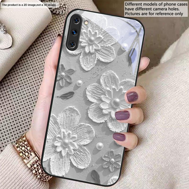 Creme-Reis weiße Blüten Für Samsung A01 02 A03 Core 04 05 A06 10 12 A13 14 5G 15 16 M02 12 Note 8 9 10 20 Glas Ultra Handyhülle