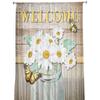 Wood Grain Daisy Butterfly Curtain For Living Room Transparent Tulle Curtains Window Sheer For The Bedroom Accessories Decor
