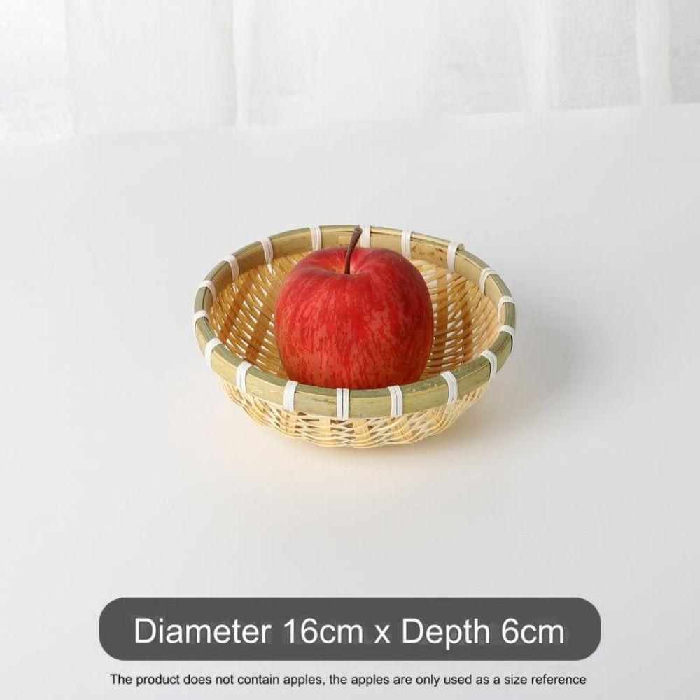 Round Fruit Snack Basket Handmade Drain Basket Natural Storage Basket