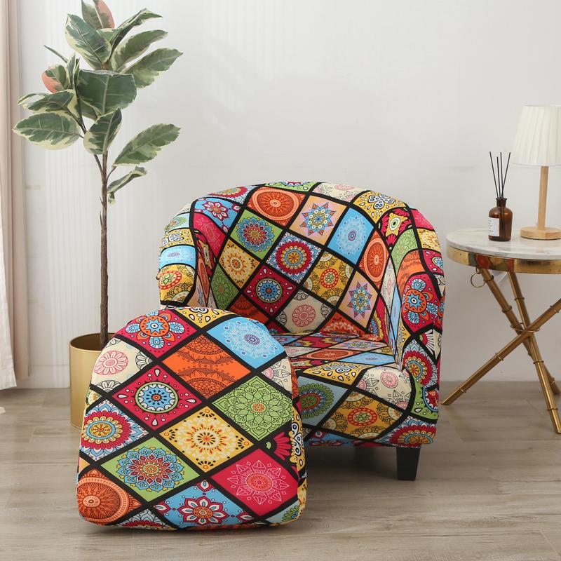 2PC/Set Club Chair Cover Stretch Armrest Sofa Covers Spandex Non-Slip Machine Washable Furniture Protector For Living Room