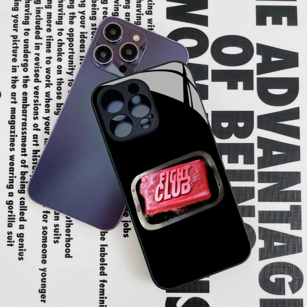 Fight Club Movie Phone Case for Iphone 17 16 15 14 12 11 13 Pro Max Mini X Air Puls Black Glass Cover