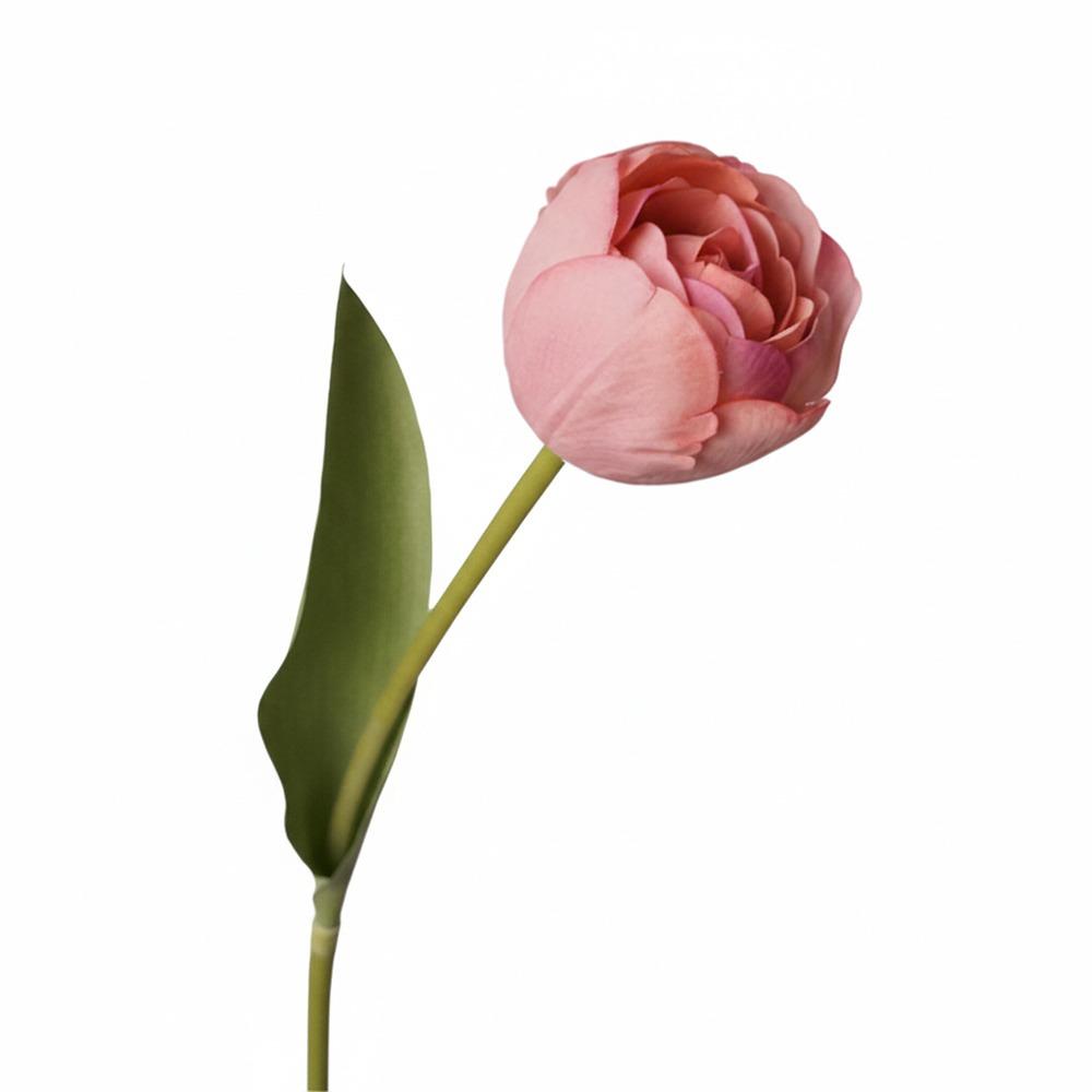 Multicolor Tulip Artificial Flower Silk Petals Green Leaf Simulation Tulip Flower Photo Props Fake Flower Floral Arrangement