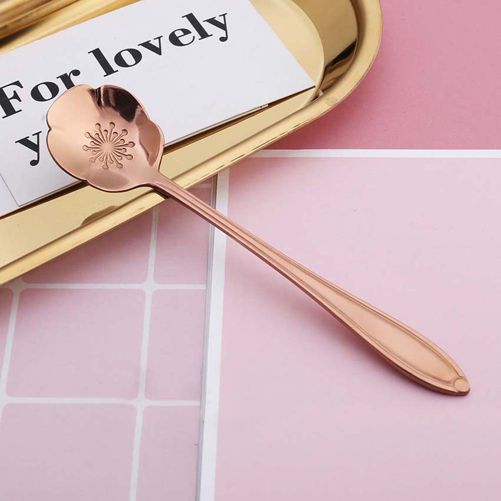 Mixing Spoon Bar Tools Tableware Stainless Steel Flower Spoon Set Cutlery Set Teaspoon Soup Spoon