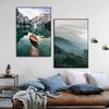 Snow Mountain Canvas Print Painting Nordic Aurora Lake River Scandinavian Forest Boat Landscape Poster Modern Picture Home Decor