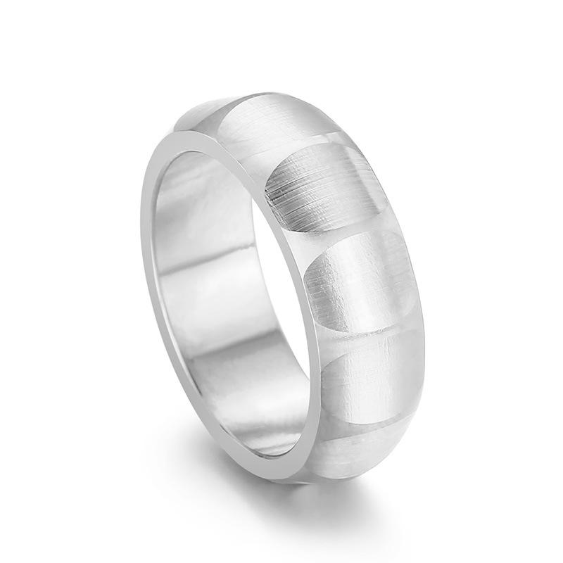 

Creative Ring, Simple Inner Arc Convex Brushed Vacuum Plated Matte Titanium Steel Men S Ring No.12