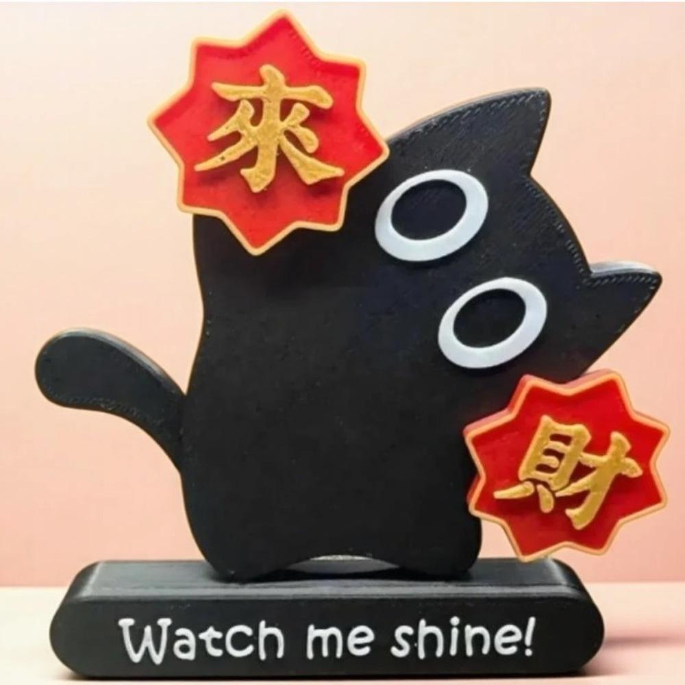 

Exquisite Cat Throws Handkerchief Magnet Cartoon Cat Rotating Magnet Cute Black Cat Ornament Gift Style B