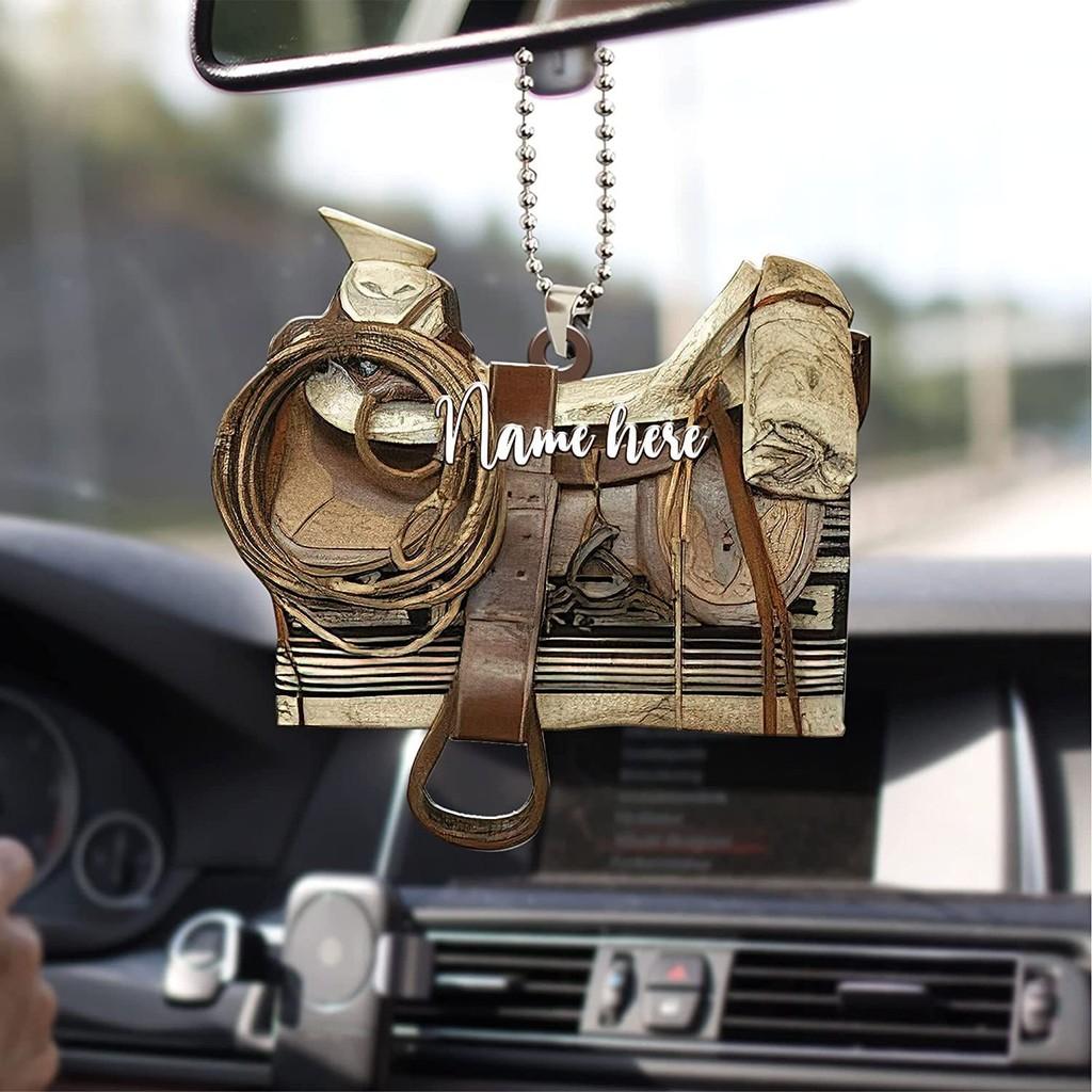 Decorative Retro Acrylic Cowgirl Hat Boot Automobile Mirror Accessory With Aroma Feature