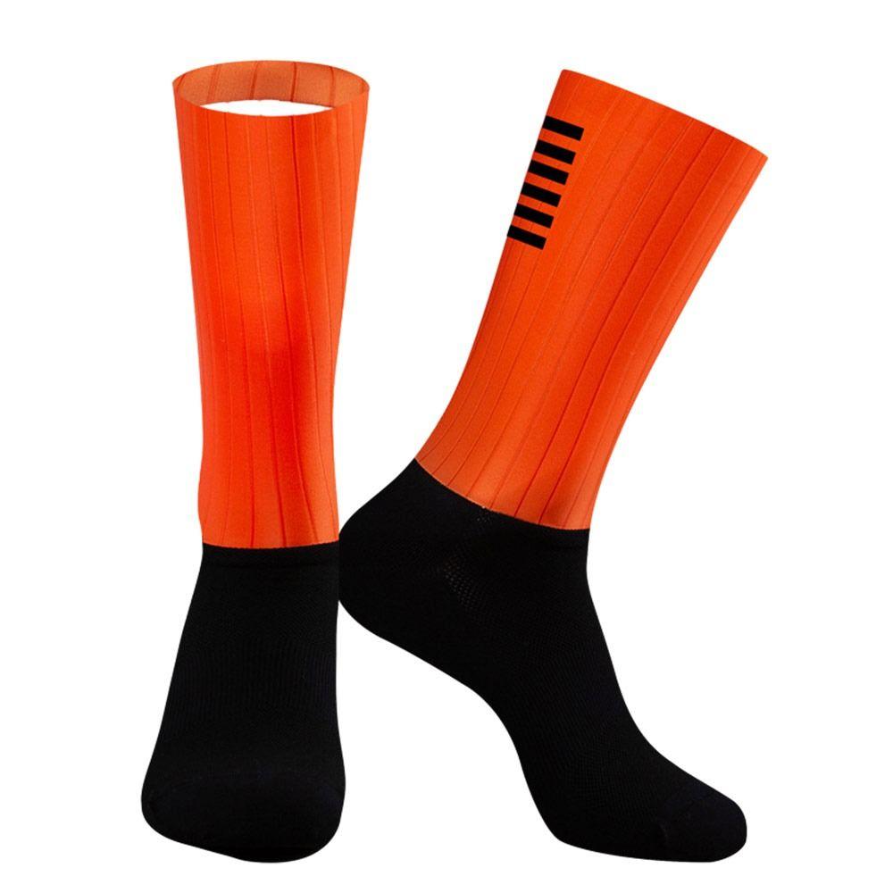 

Спортивні шкарпетки з поглинанням поту Дихаючі Велосипедні шкарпетки з білою смугою Літні Аеро шкарпетки для їзди помаранчевий
