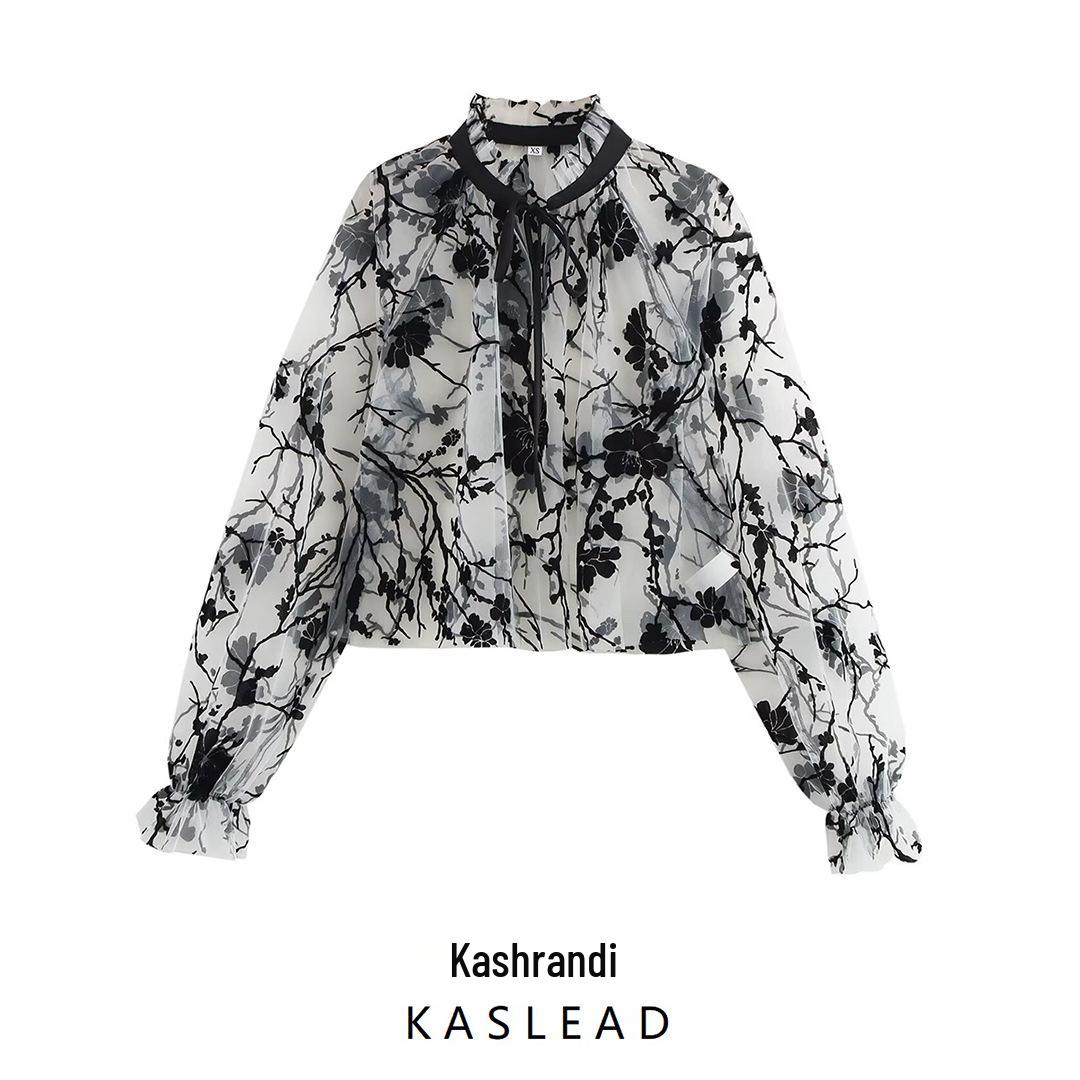 

Spring 2025 Women s Fashion: European & American Style Sheer Long Sleeve Top Large