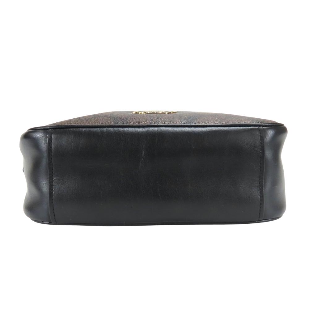 Gebrauchte COACH Umhängetasche Signature F68168 PVC/Leder Dunkelbraun Schwarz Tägliche Nutzung