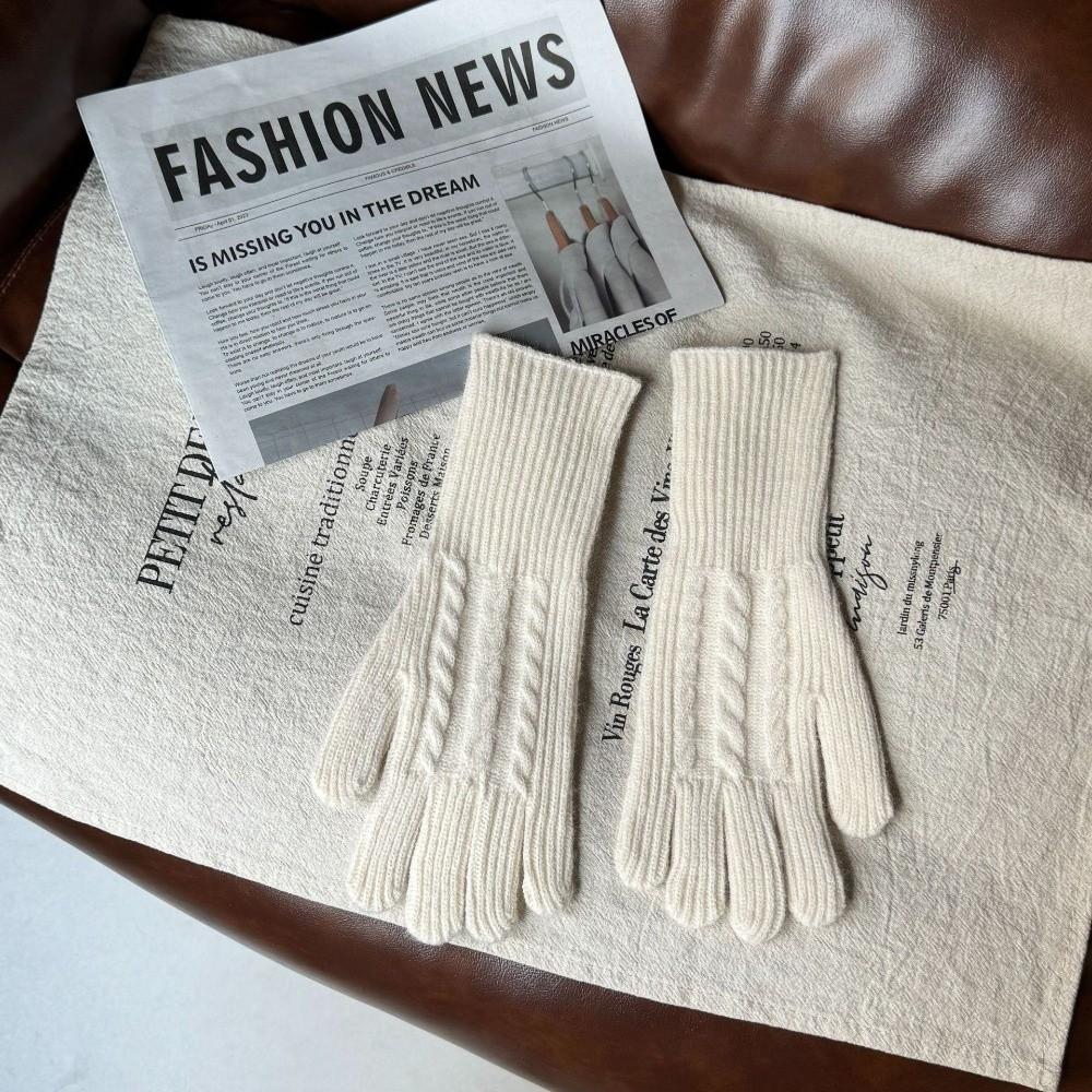 Touch Screen Wool Gloves Solid Color Ski Gloves Full Finger Gloves  Winter Outdoor Activities