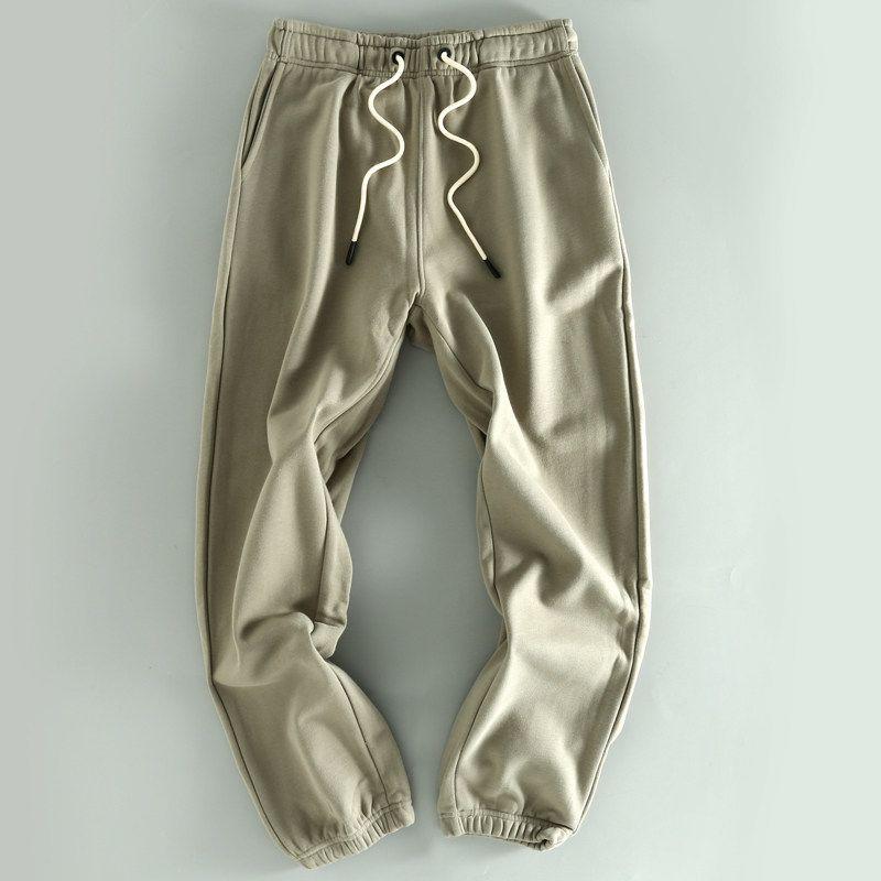 Foreign Trade Original Order Factory Direct Sales Men Pure Color Leak-Picking Big Sale Solid Color Terry Men's Trousers Drawstring Sports Casual Pants