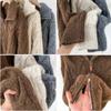 Women Fall Winter Casual Loose Knitted Cardigan Retro Solid Double Zipper Turn-down Collar Sweater Thicken Loose Tops