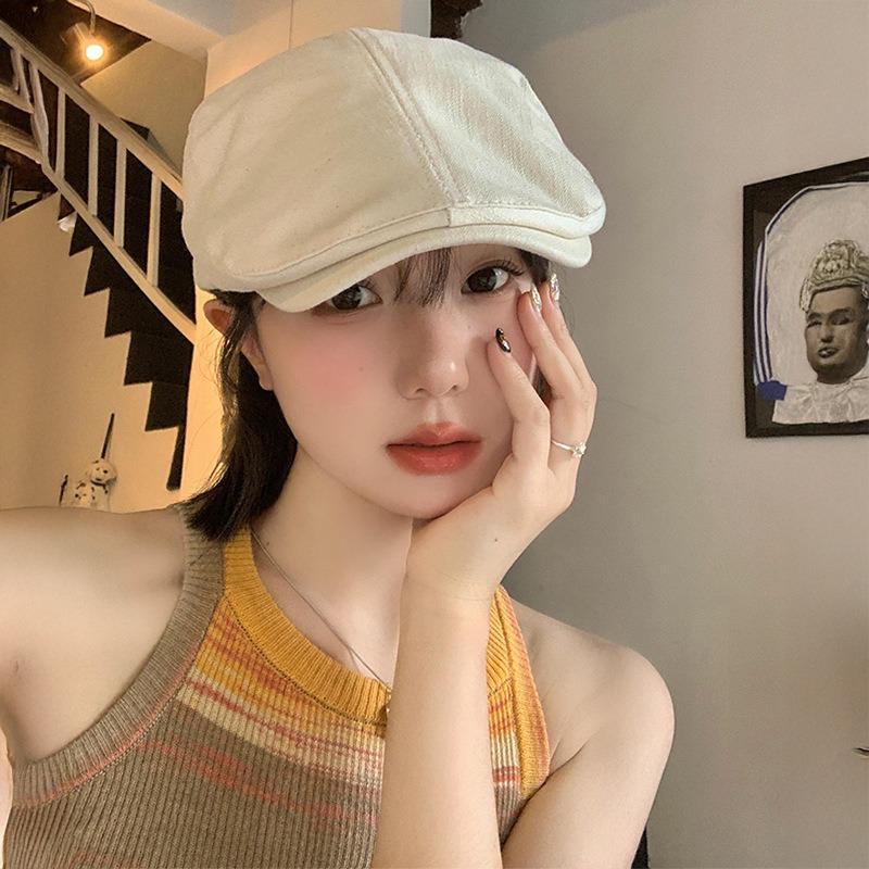 Retro forward hat women's autumn and winter versatile anti-wearing beret fashion big head circumference shows the face small hat tide