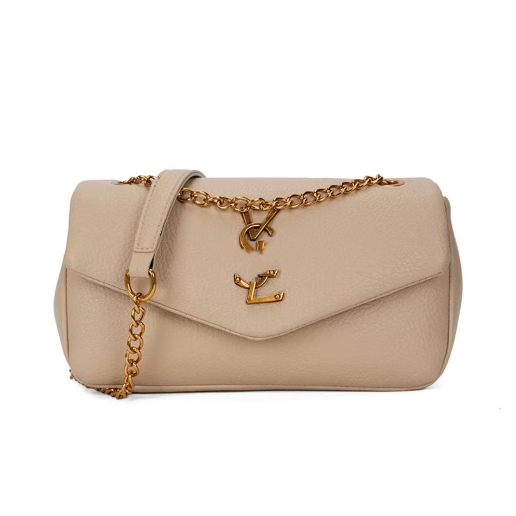 2025 Trendy Solid Color Texture Chain Shoulder Bag for Women