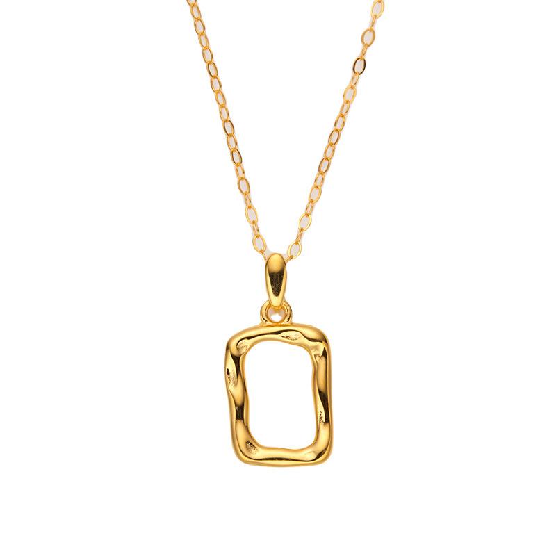 S925 Sterling Silber Bunte Schatzkette Damenmode Einfach Unregelmäßige Textur Französischer Kunstrahmen Anhänger