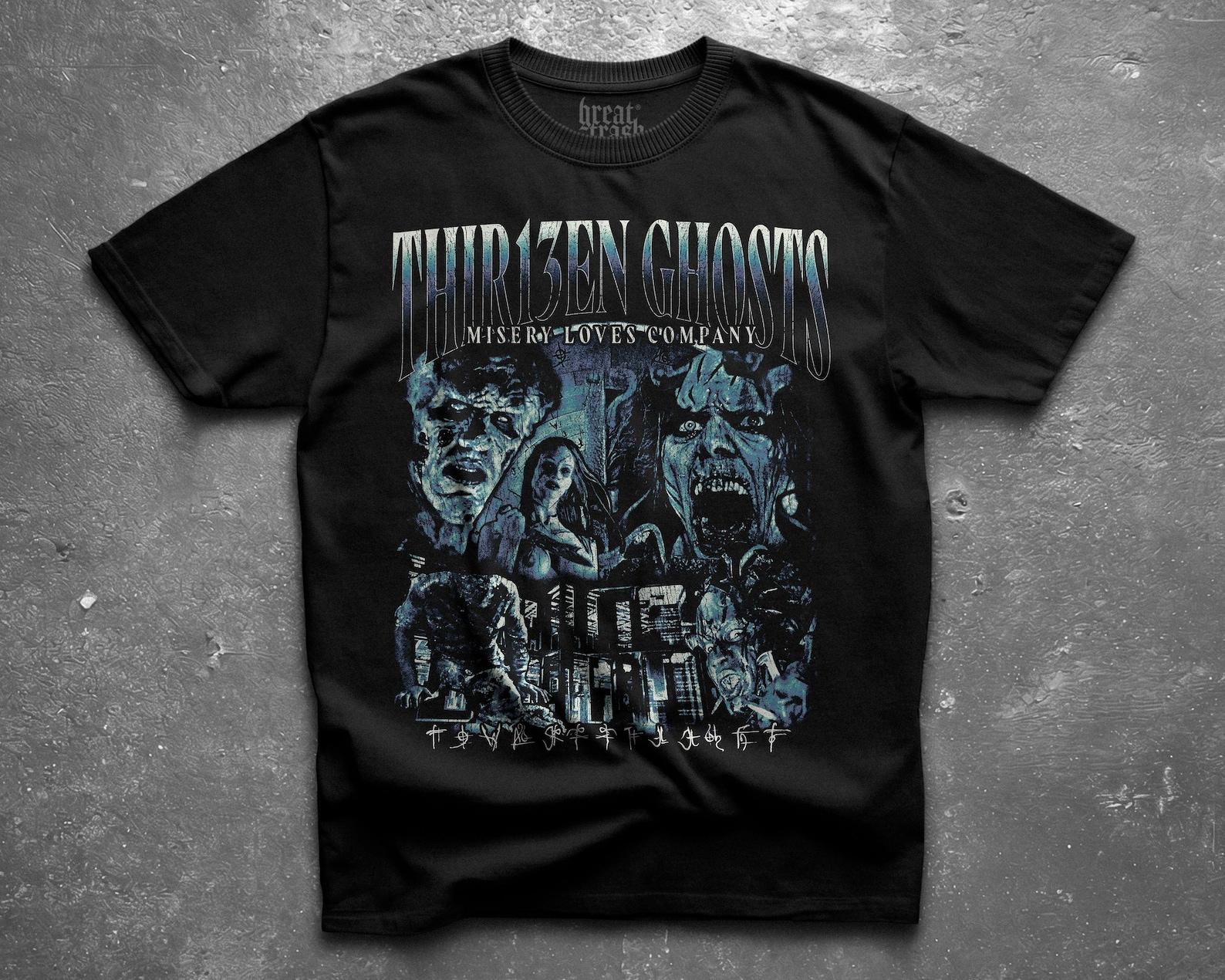 Thir13en Ghosts Shirt Vintage Bootleg Horror Movie Tee, 13 Ghosts Retro Graphic T-Shirt, Y2K Cult Horror Apparel, Horror Streetwear 4XL