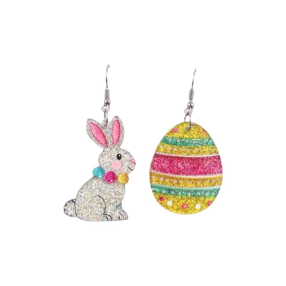 Acrylic Bunny Pendant Earrings Cartoon Easter Egg Dangle Earrings Fashion Easter Egg Earrings  Men