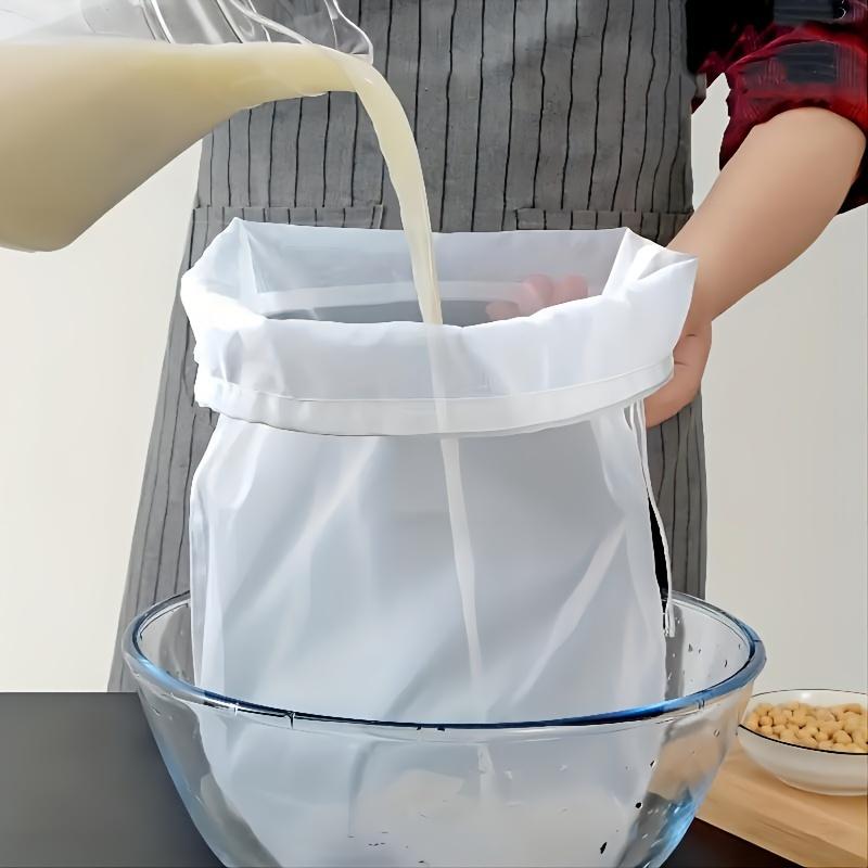 

Бесшовное фильтрование, Премиальный нейлоновый мешок-сито с мелкой сеткой - Прочный и многоразовый для соевого молока, соков, домашнего пивоварения и кухонные принадлежности для путешествий белый