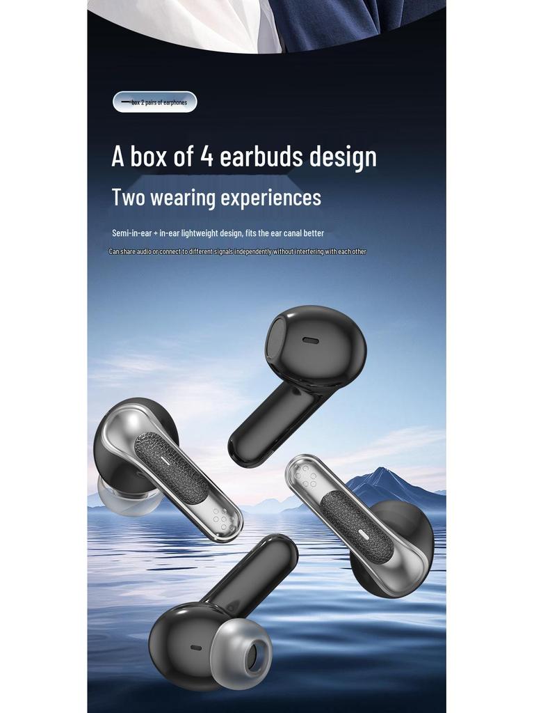 Q76 Dual In-ear Wireless Bluetooth Headset - Long Battery Life, High Sound Quality, Four-in-One Design