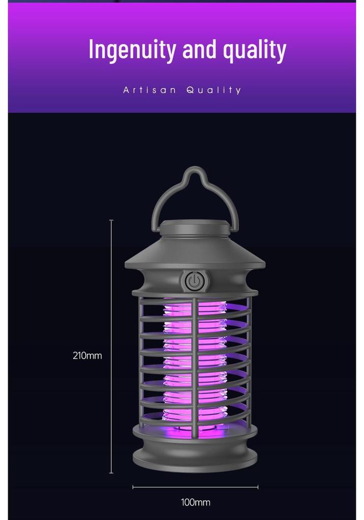 USB Rechargeable Mosquito Killer Lamp: Wall-Mounted or Portable, Indoor & Outdoor Use, Purple Light Repellent.